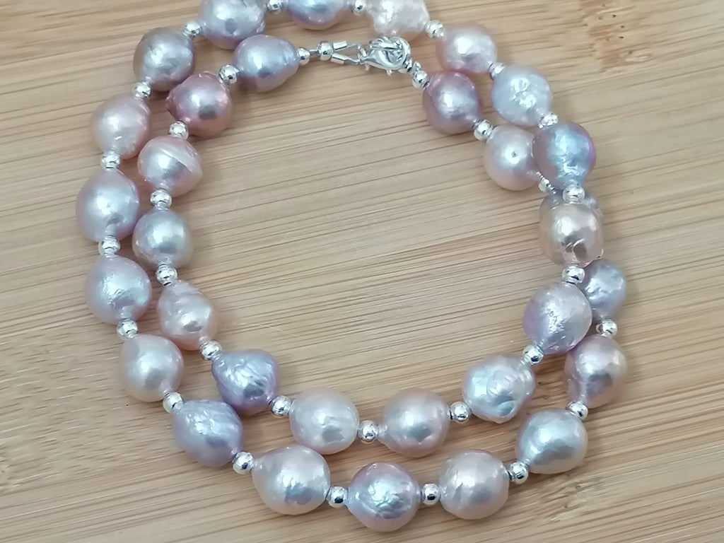 925 Sterling Silver Cultured Freshwater Baroque Pearl Necklace