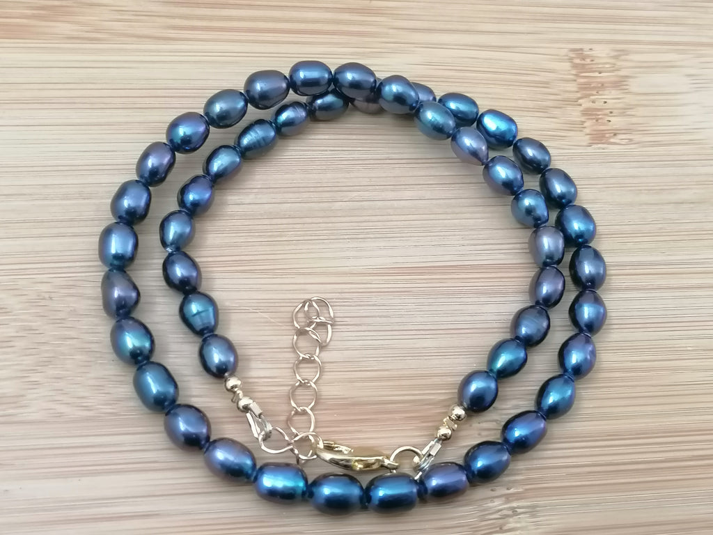 Cultured Freshwater Baroque Peacock Pearl Necklace
