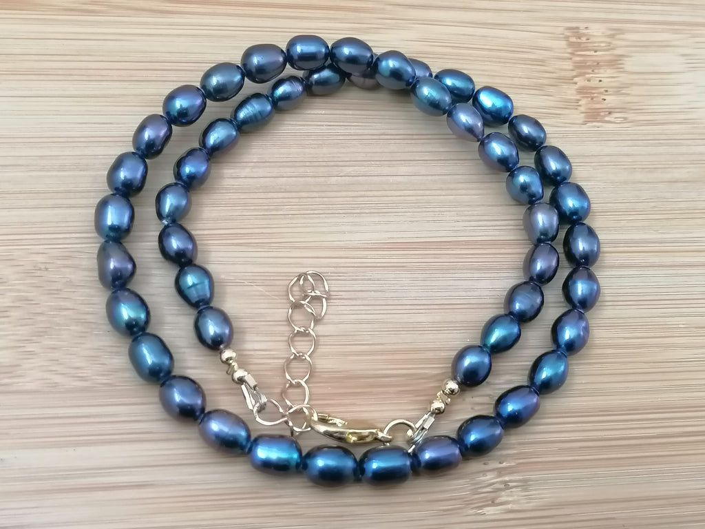Cultured Freshwater Baroque Peacock Pearl Necklace