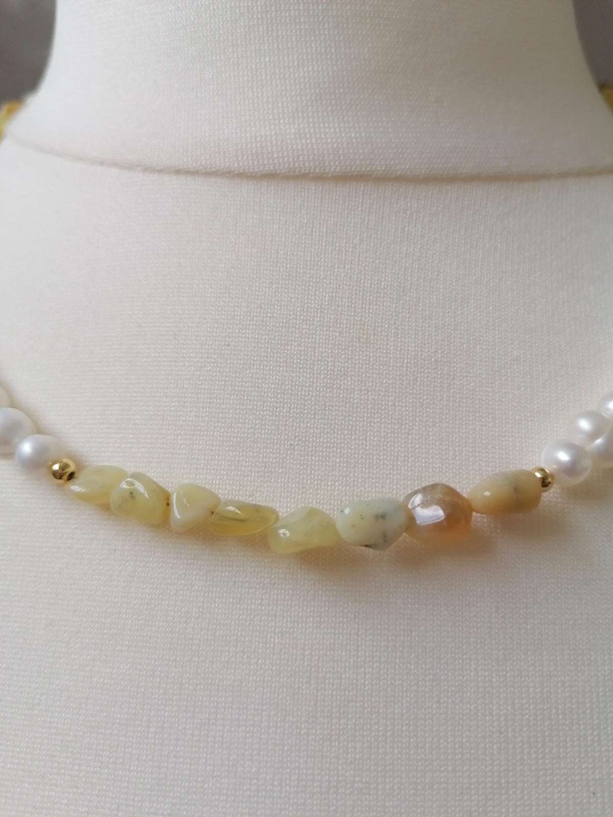Cultured Freshwater Pearl & Honey Opal Necklace