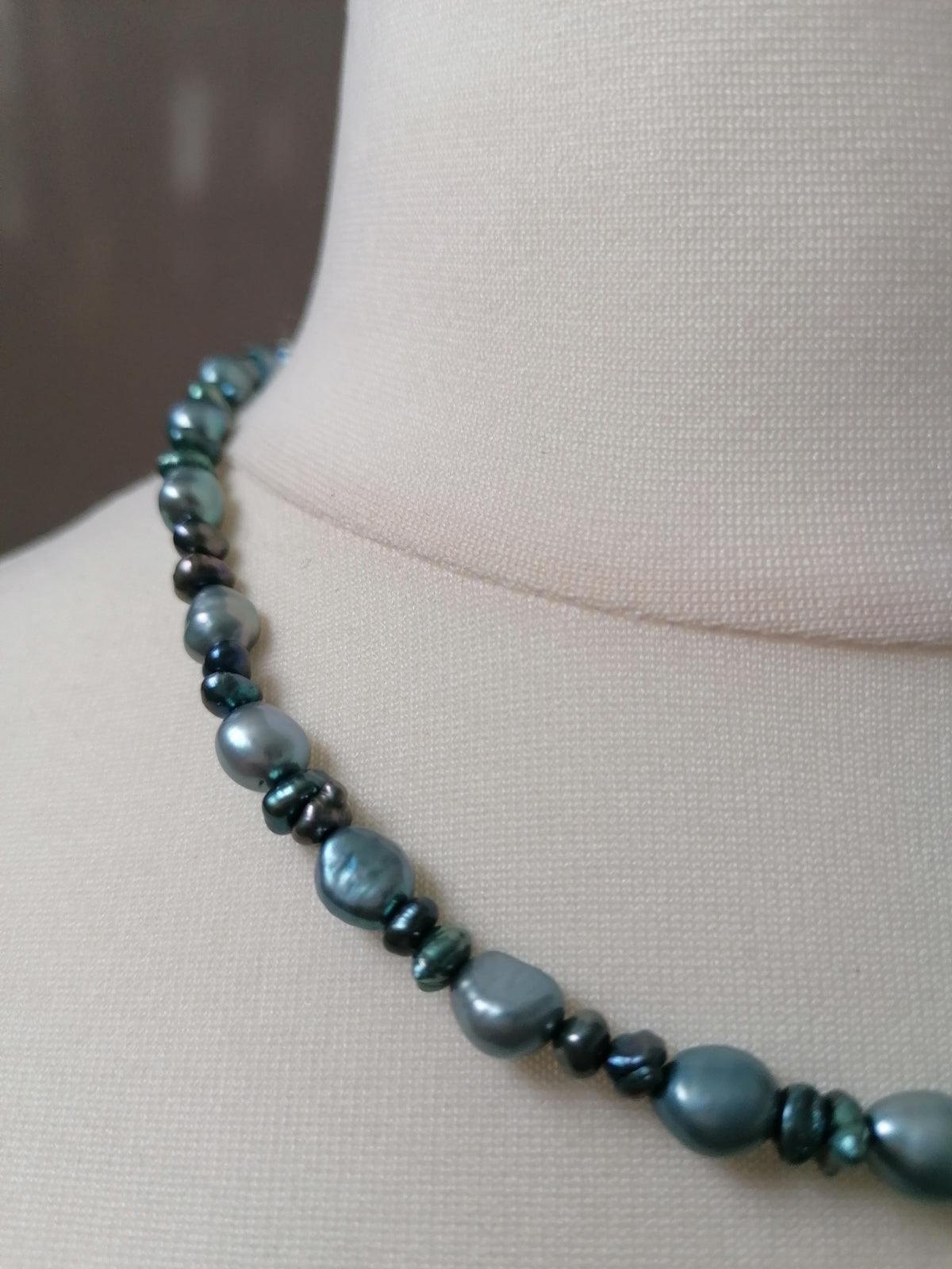 Cultured Freshwater Baroque Pearl & Teal Keshi Pearl Necklace