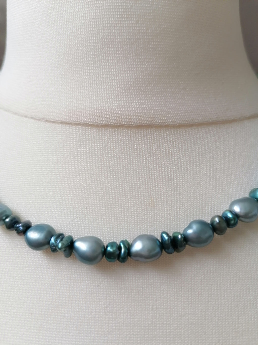 Cultured Freshwater Baroque Pearl & Teal Keshi Pearl Necklace