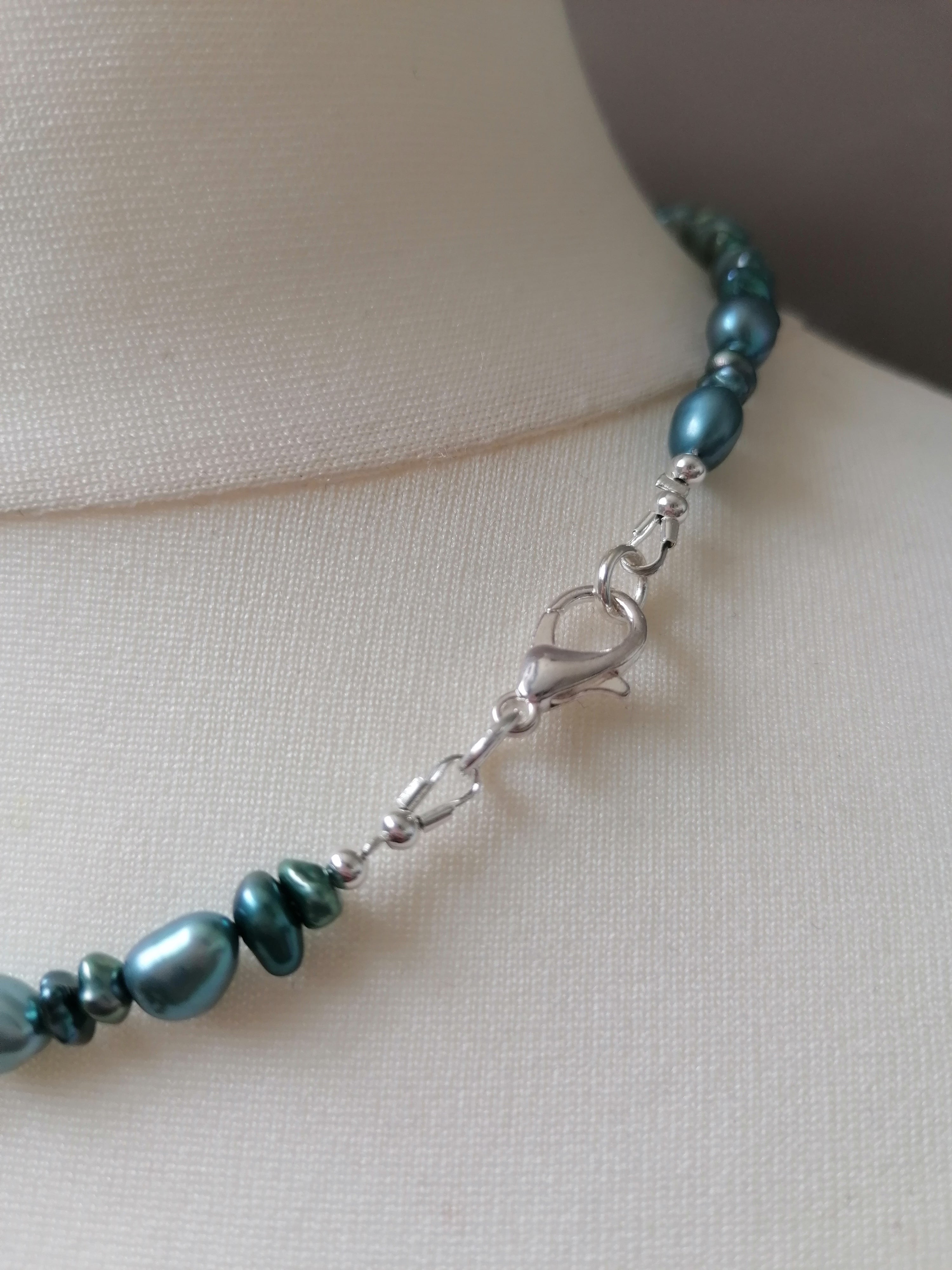 Cultured Freshwater Baroque Pearl & Teal Keshi Pearl Necklace
