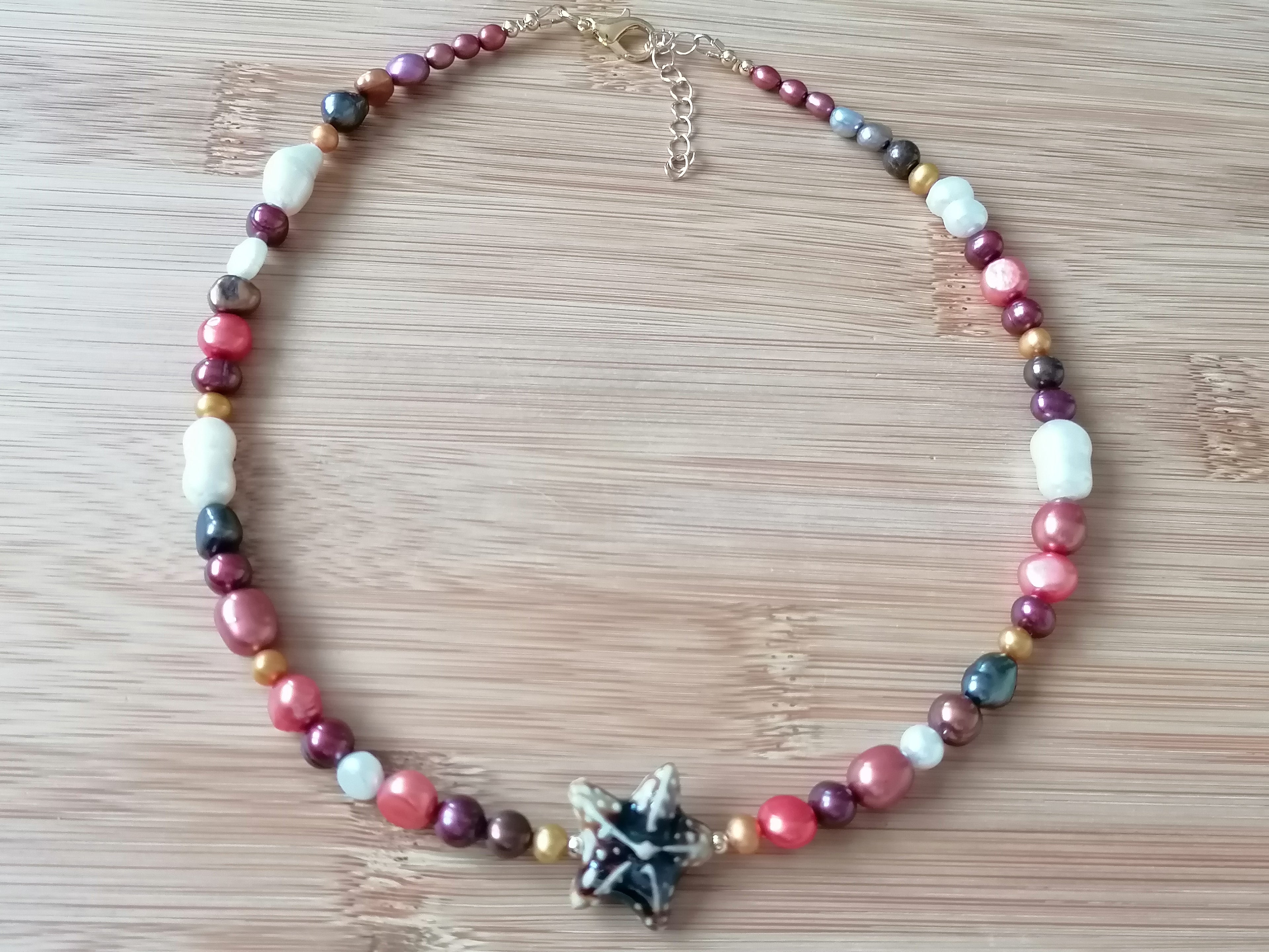 Cultured Freshwater Pearl Necklace with Ceramic Starfish Centrepiece