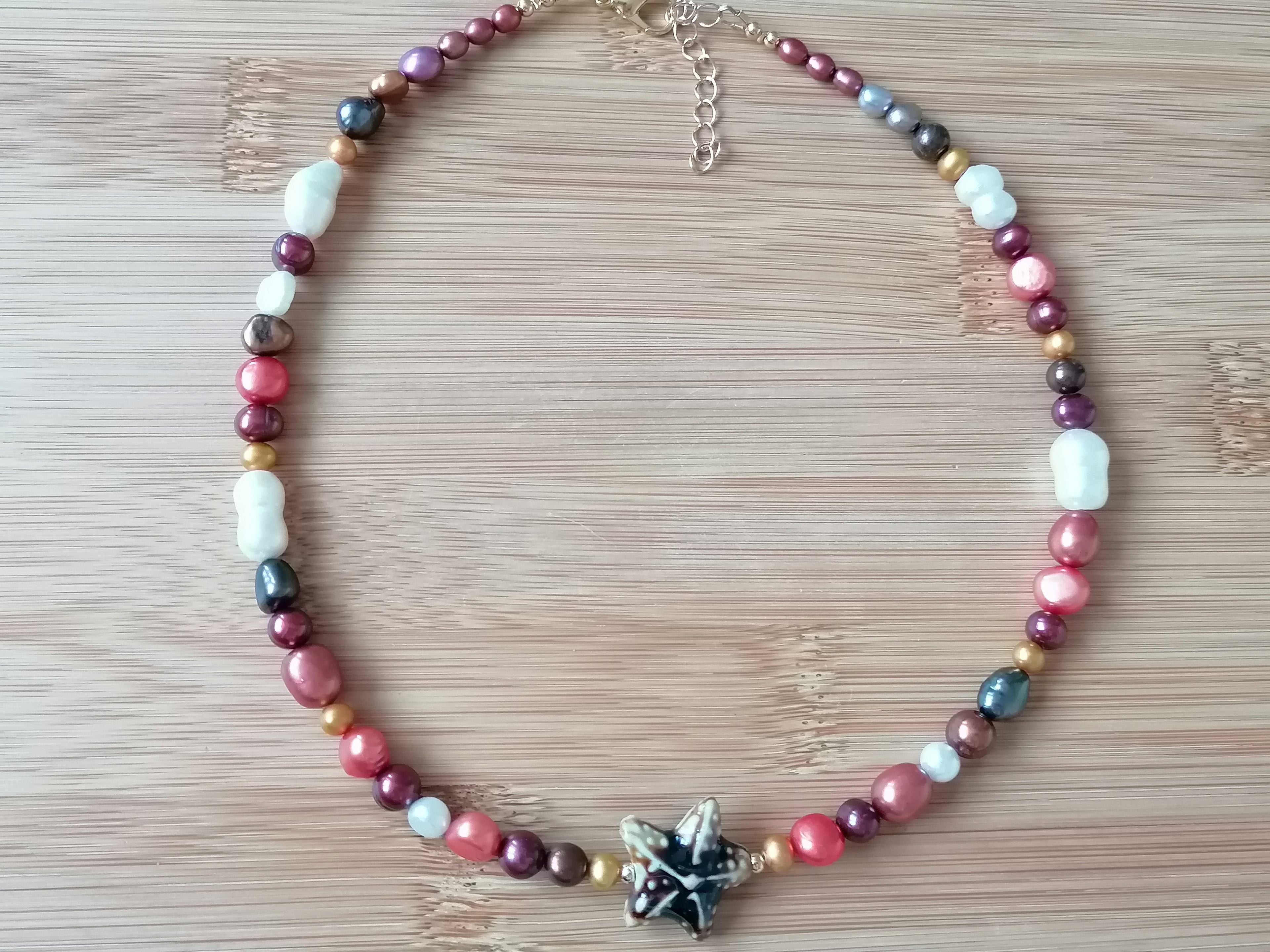 Cultured Freshwater Pearl Necklace with Ceramic Starfish Centrepiece