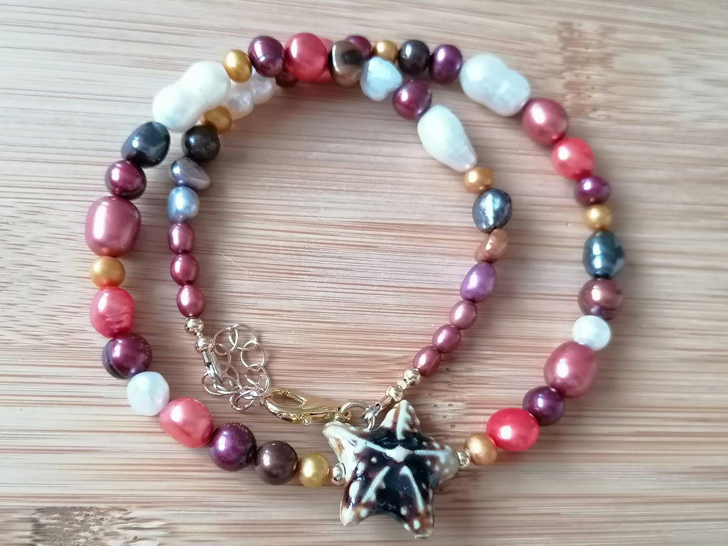 Cultured Freshwater Pearl Necklace with Ceramic Starfish Centrepiece
