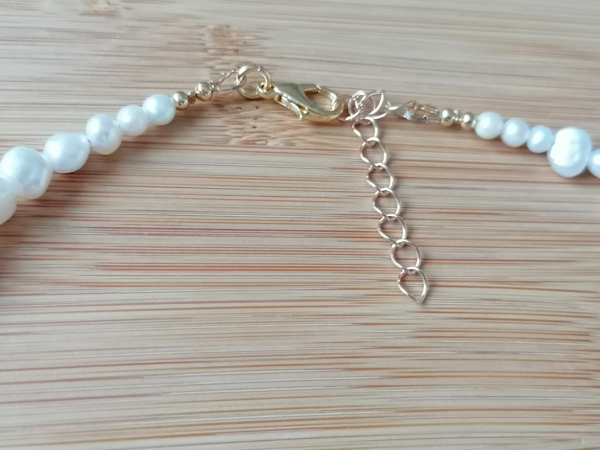 White & Pink Cultured Freshwater Baroque Pearl Necklace