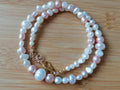 White & Pink Cultured Freshwater Baroque Pearl Necklace