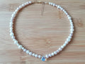 White & Pink Freshwater Baroque Pearl Necklace with AB Glass Briolette