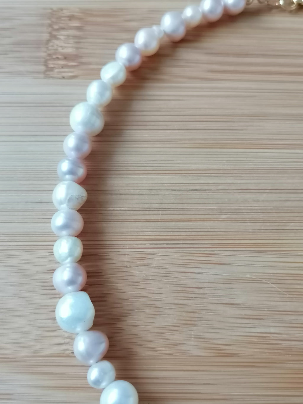 White & Pink Freshwater Baroque Pearl Necklace with AB Glass Briolette