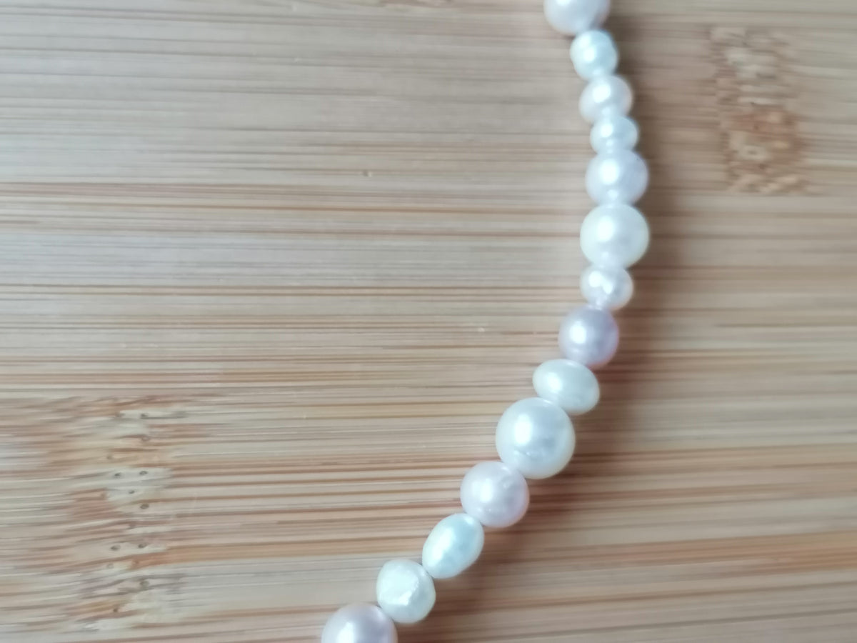 White & Pink Cultured Freshwater Baroque Pearl Necklace