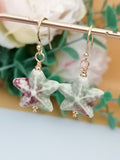 24ct Gold Vermeil 925 Sterling Silver Pastel Green Ceramic Starfish Drop Earrings