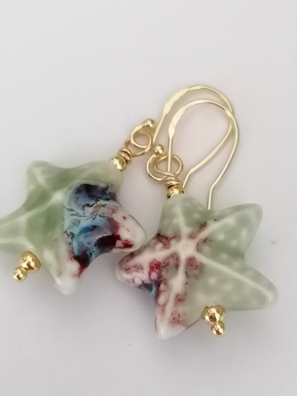 24ct Gold Vermeil 925 Sterling Silver Ceramic Starfish Drop Earrings
