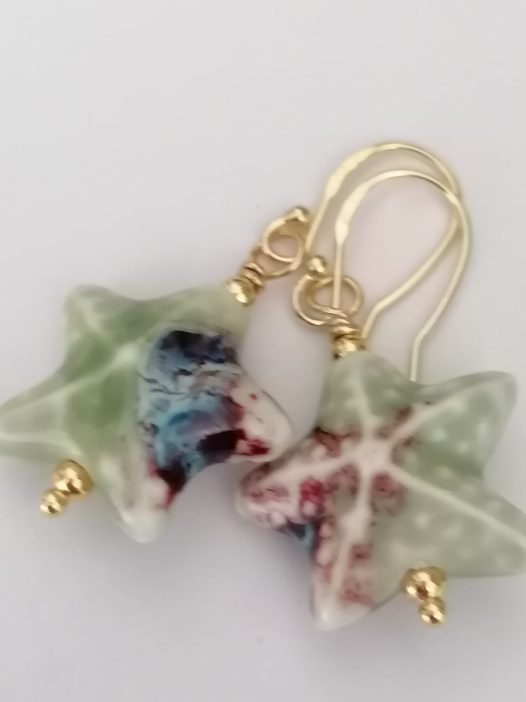 24ct Gold Vermeil 925 Sterling Silver Ceramic Starfish Drop Earrings