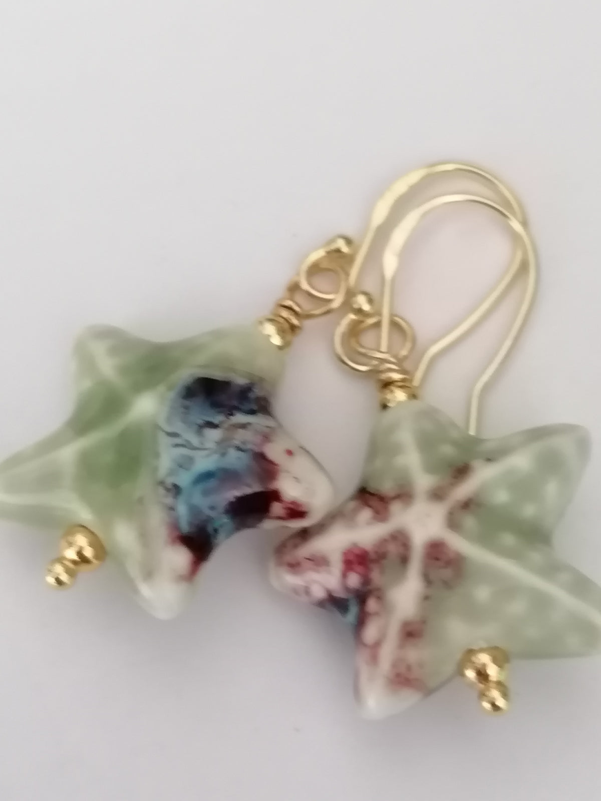 24ct Gold Vermeil 925 Sterling Silver Ceramic Starfish Drop Earrings