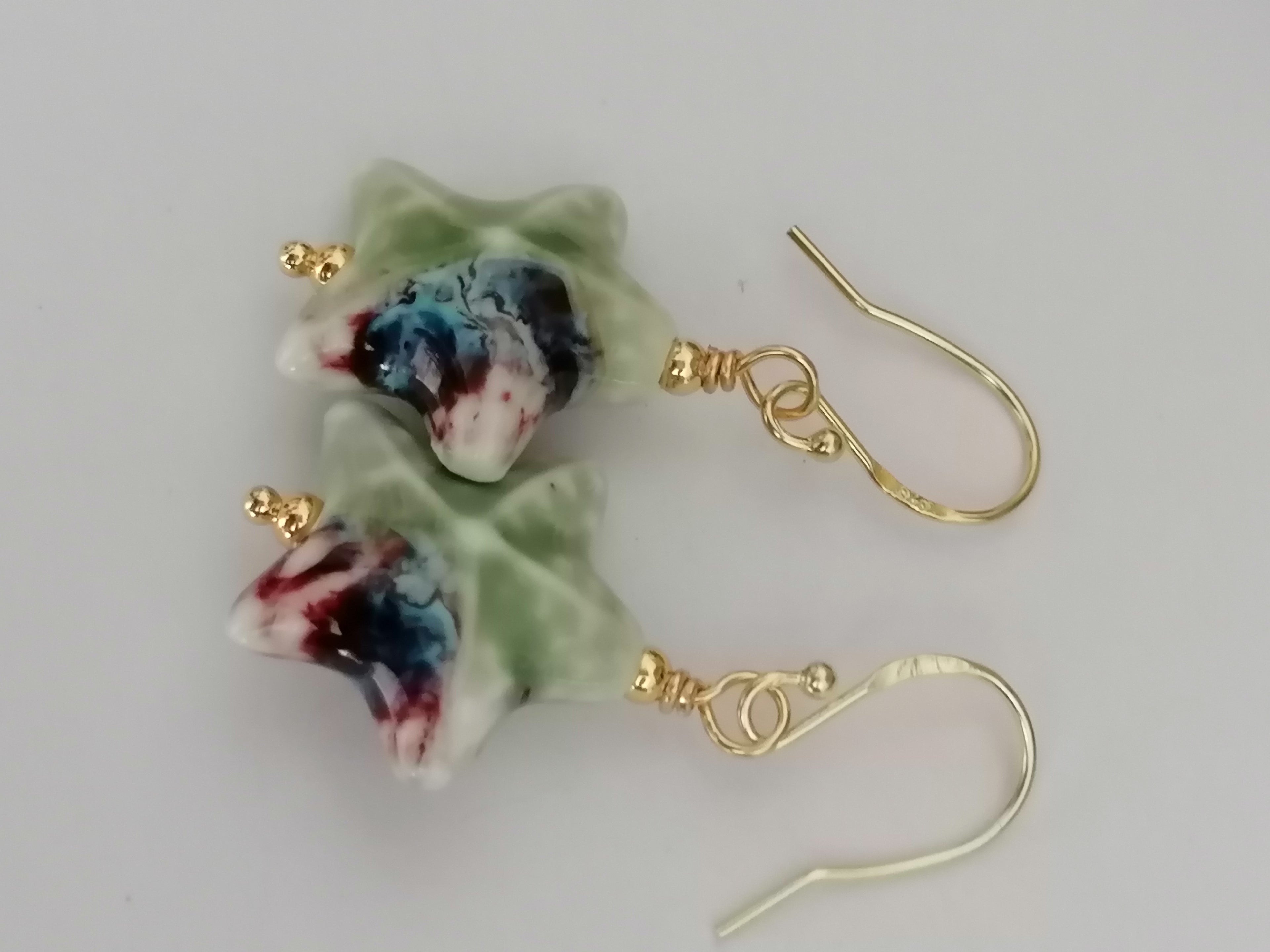 24ct Gold Vermeil 925 Sterling Silver Ceramic Starfish Drop Earrings