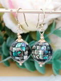 Abalone Shell Mosaic Ball Drop Earrings in 24ct Gold Vermeil over 925 sterling silver