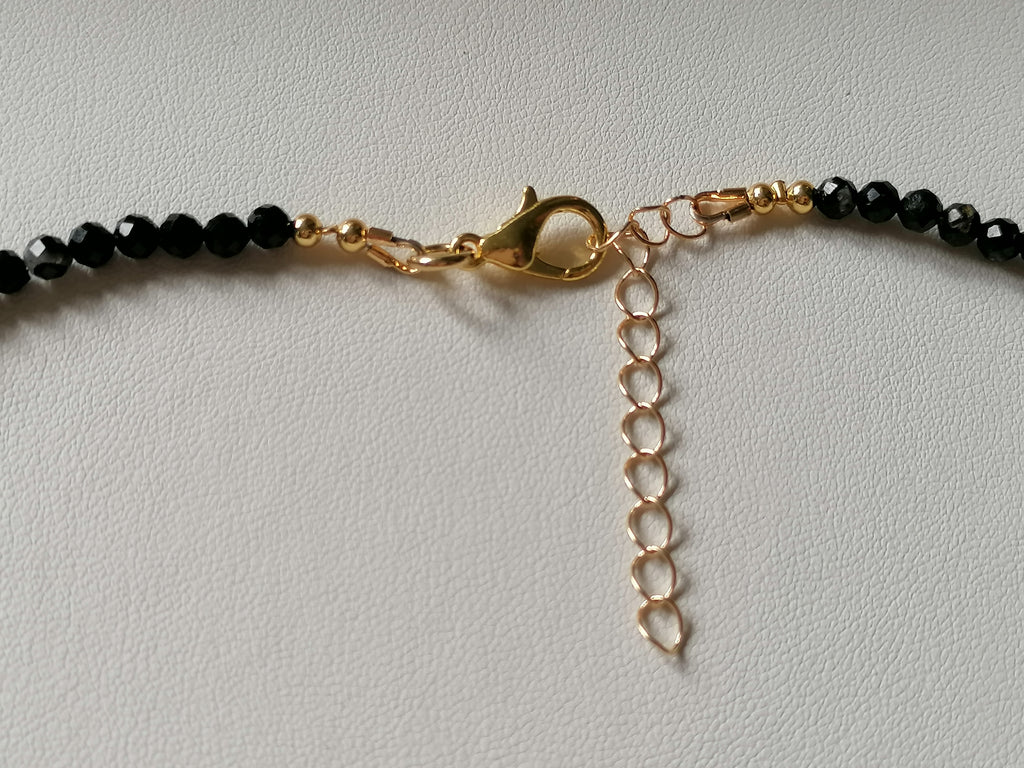 Black Tourmaline and Cultured Freshwater Pearl Necklace