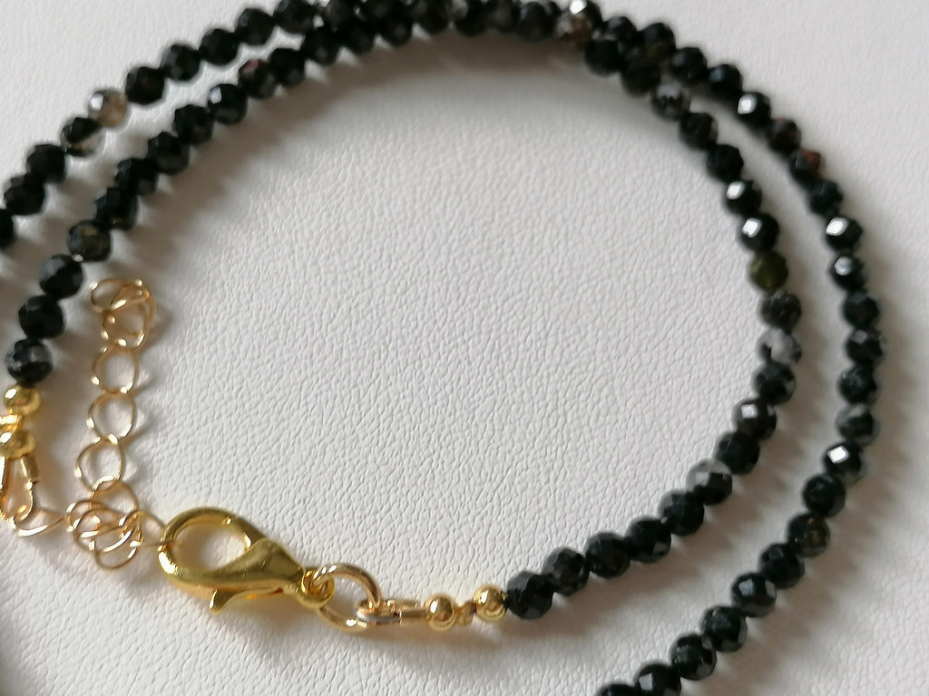 Black Tourmaline and Cultured Freshwater Pearl Necklace