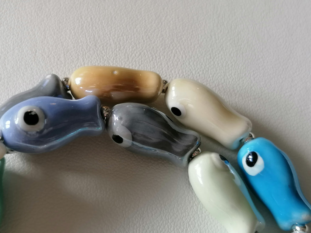 Ceramic Fish Necklace with 925 Sterling Silver Clasp