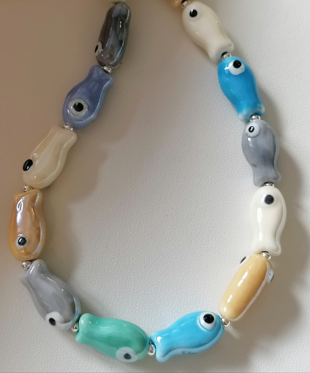 Ceramic Fish Necklace with 925 Sterling Silver Clasp