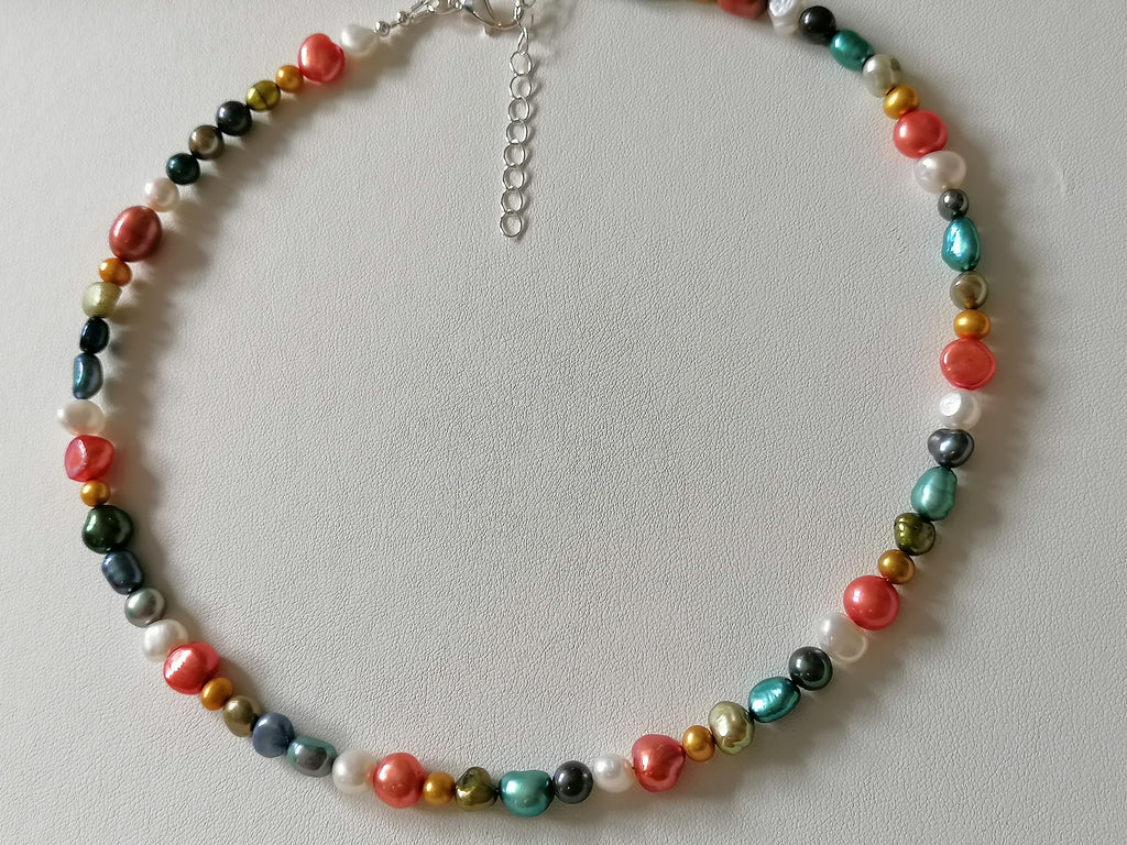 Multicolour Cultured Freshwater Baroque Pearl Necklace