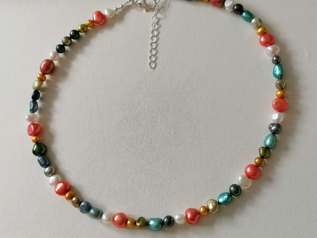 Multicolour Cultured Freshwater Baroque Pearl Necklace