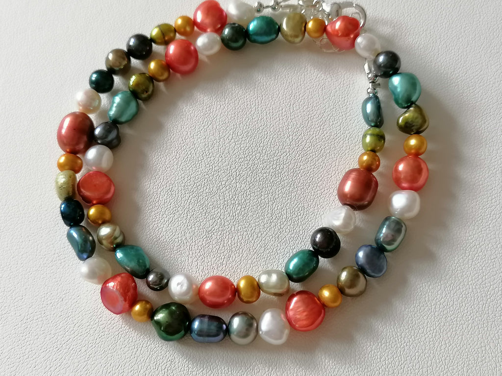 Multicolour Cultured Freshwater Baroque Pearl Necklace