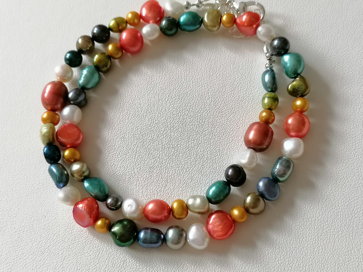 Multicolour Cultured Freshwater Baroque Pearl Necklace