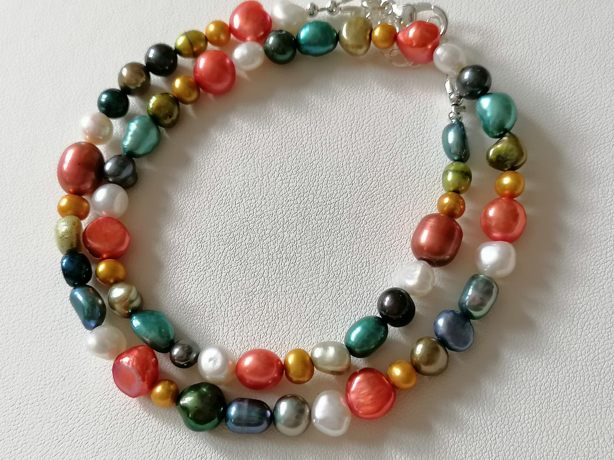 Multicolour Cultured Freshwater Baroque Pearl Necklace