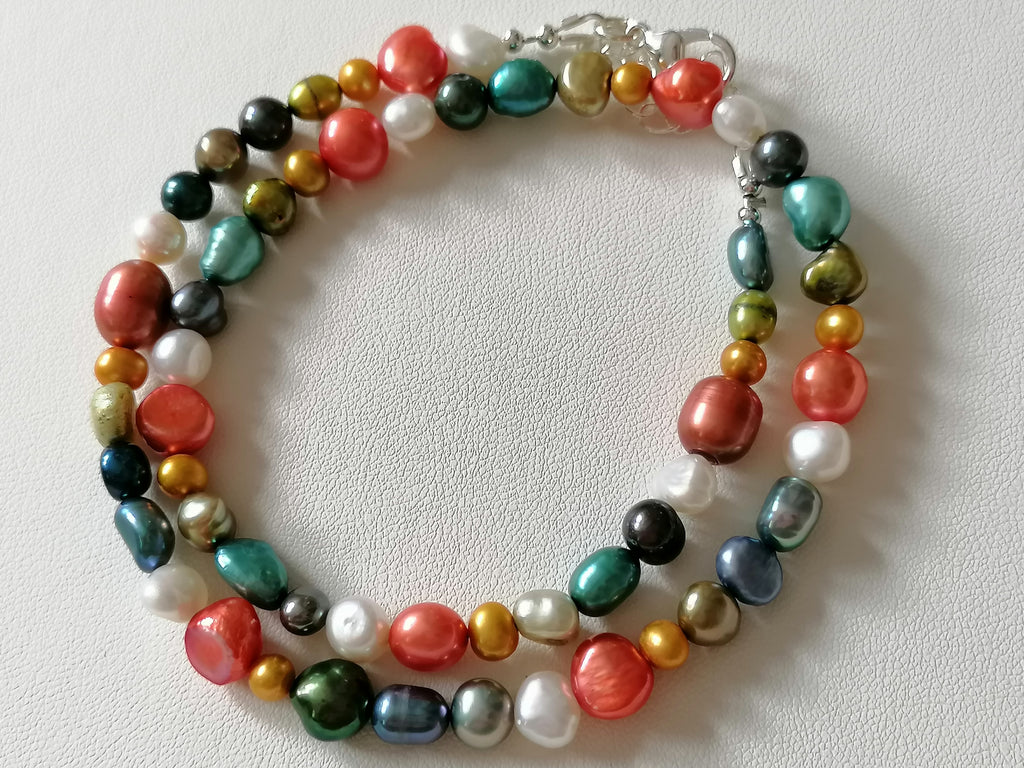 Multicolour Cultured Freshwater Baroque Pearl Necklace
