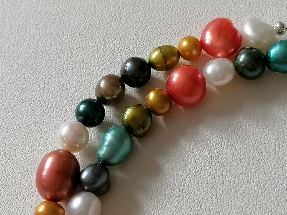 Multicolour Cultured Freshwater Baroque Pearl Necklace