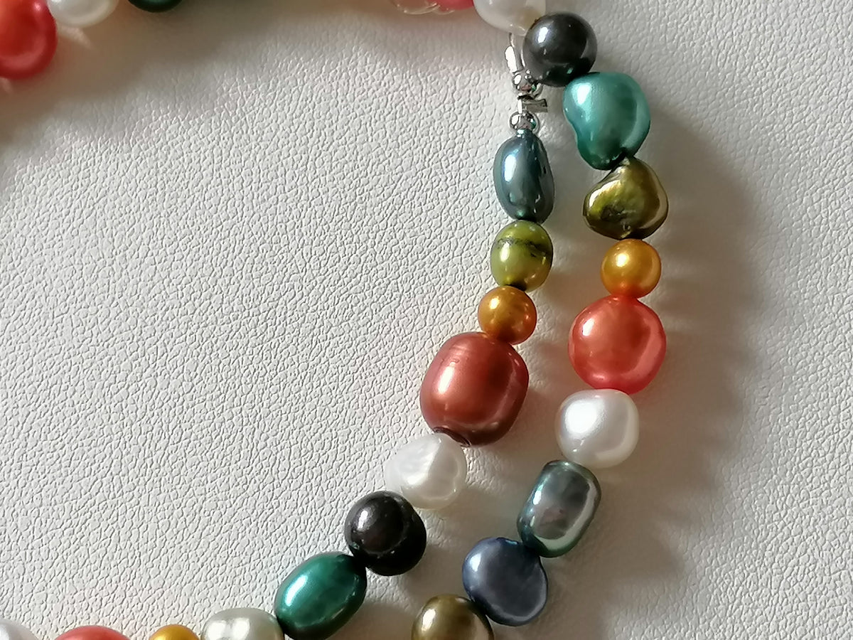 Multicolour Cultured Freshwater Baroque Pearl Necklace