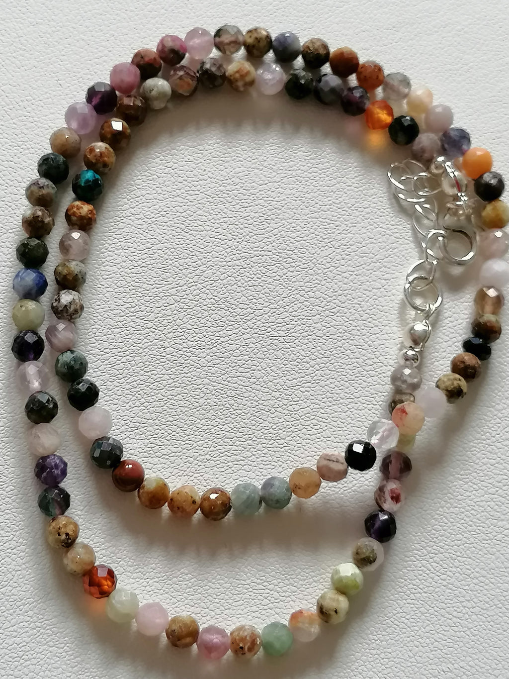 925 Sterling Silver Dainty Gemstone Necklace – Tanzanite, Amethyst & Rose Quartz