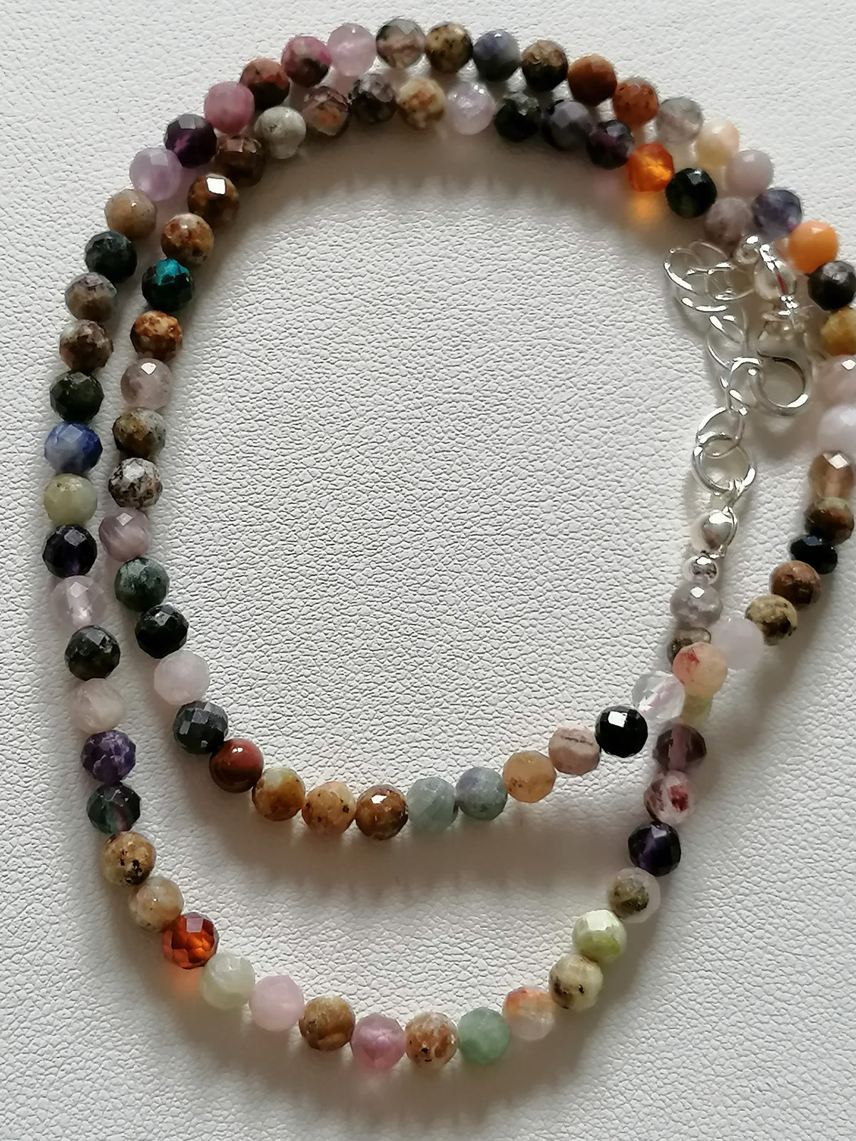 925 Sterling Silver Dainty Gemstone Necklace – Tanzanite, Amethyst & Rose Quartz