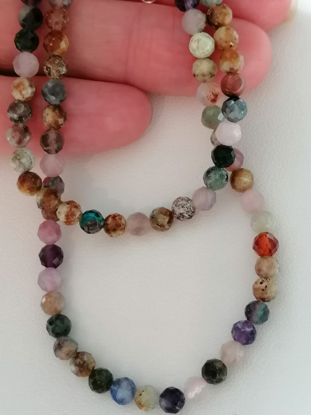 925 Sterling Silver Dainty Gemstone Necklace – Tanzanite, Amethyst & Rose Quartz