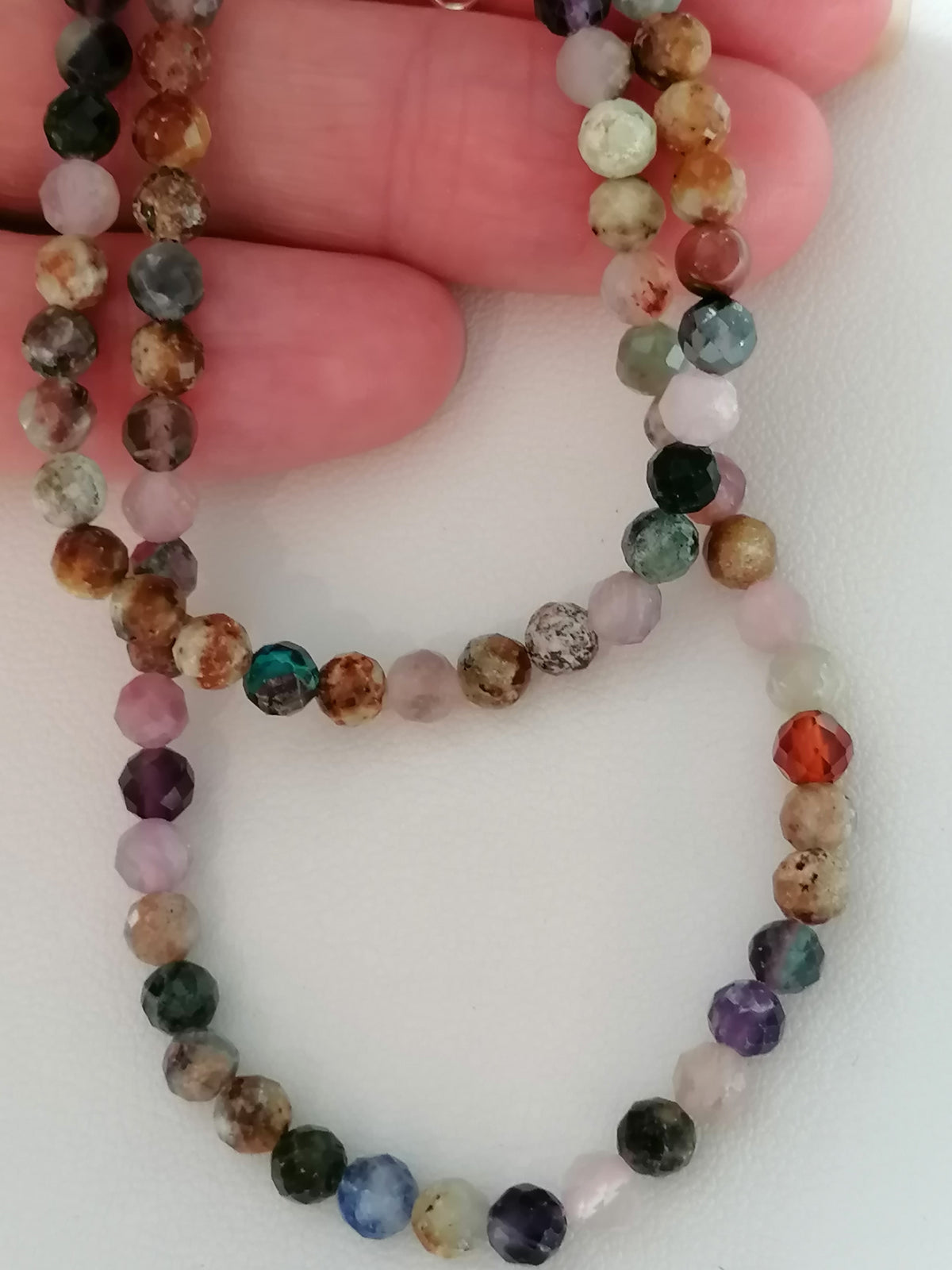 925 Sterling Silver Dainty Gemstone Necklace – Tanzanite, Amethyst & Rose Quartz