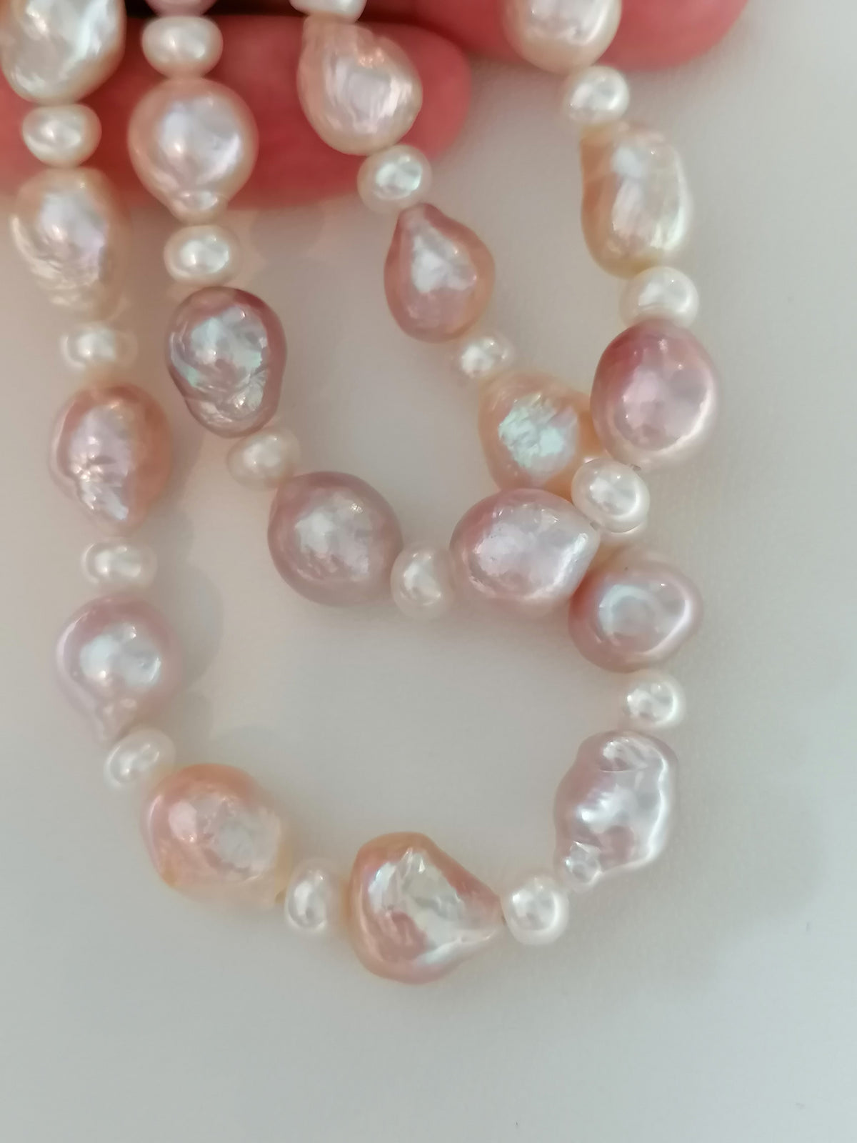 925 Sterling Silver Pink Baroque Pearl Necklace