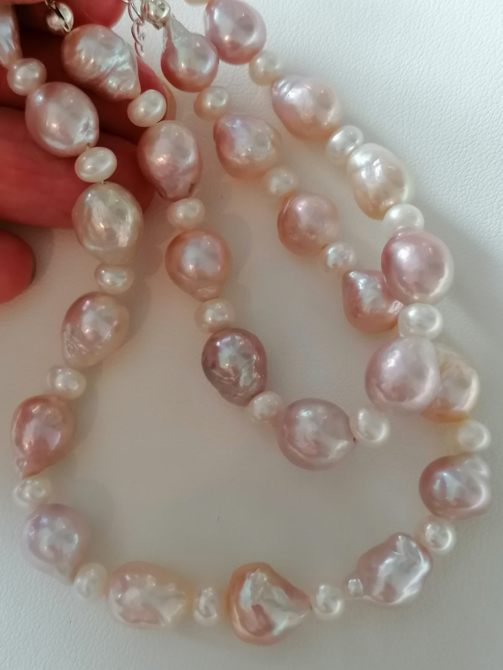 925 Sterling Silver Pink Baroque Pearl Necklace