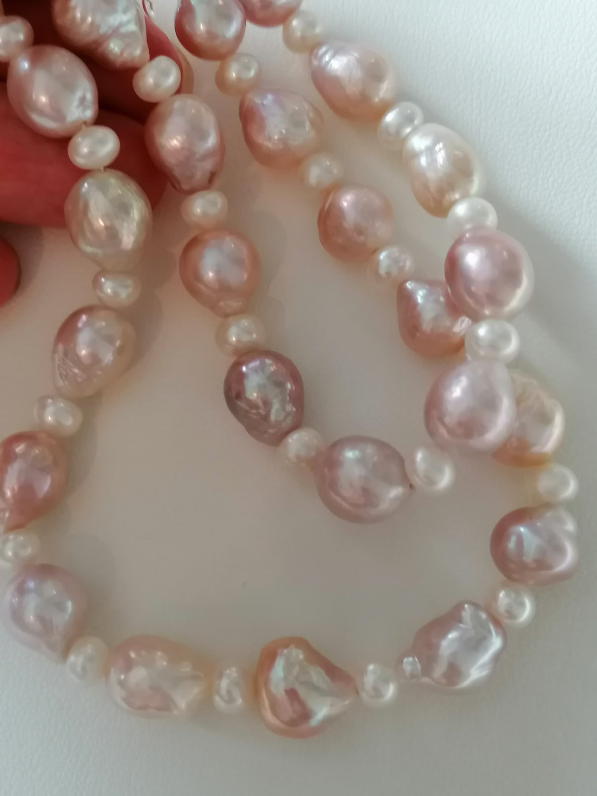 925 Sterling Silver Pink Baroque Pearl Necklace