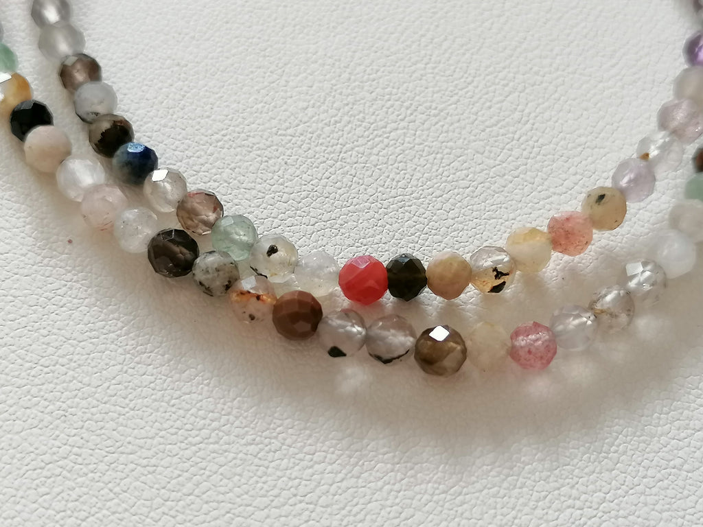 925 Sterling Silver Delicate Gemstone Necklace – Phantom Quartz, Amethyst & Rutile Quartz