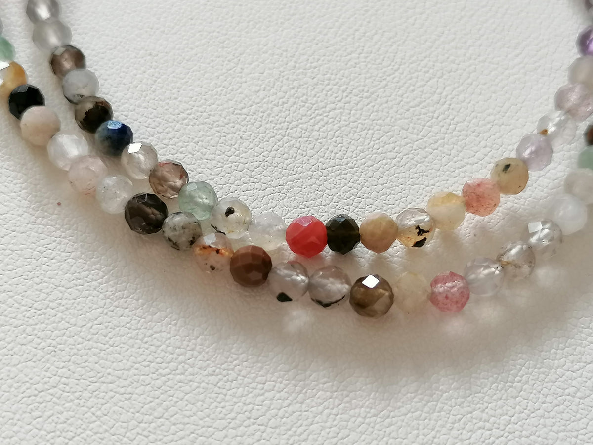 925 Sterling Silver Delicate Gemstone Necklace – Phantom Quartz, Amethyst & Rutile Quartz