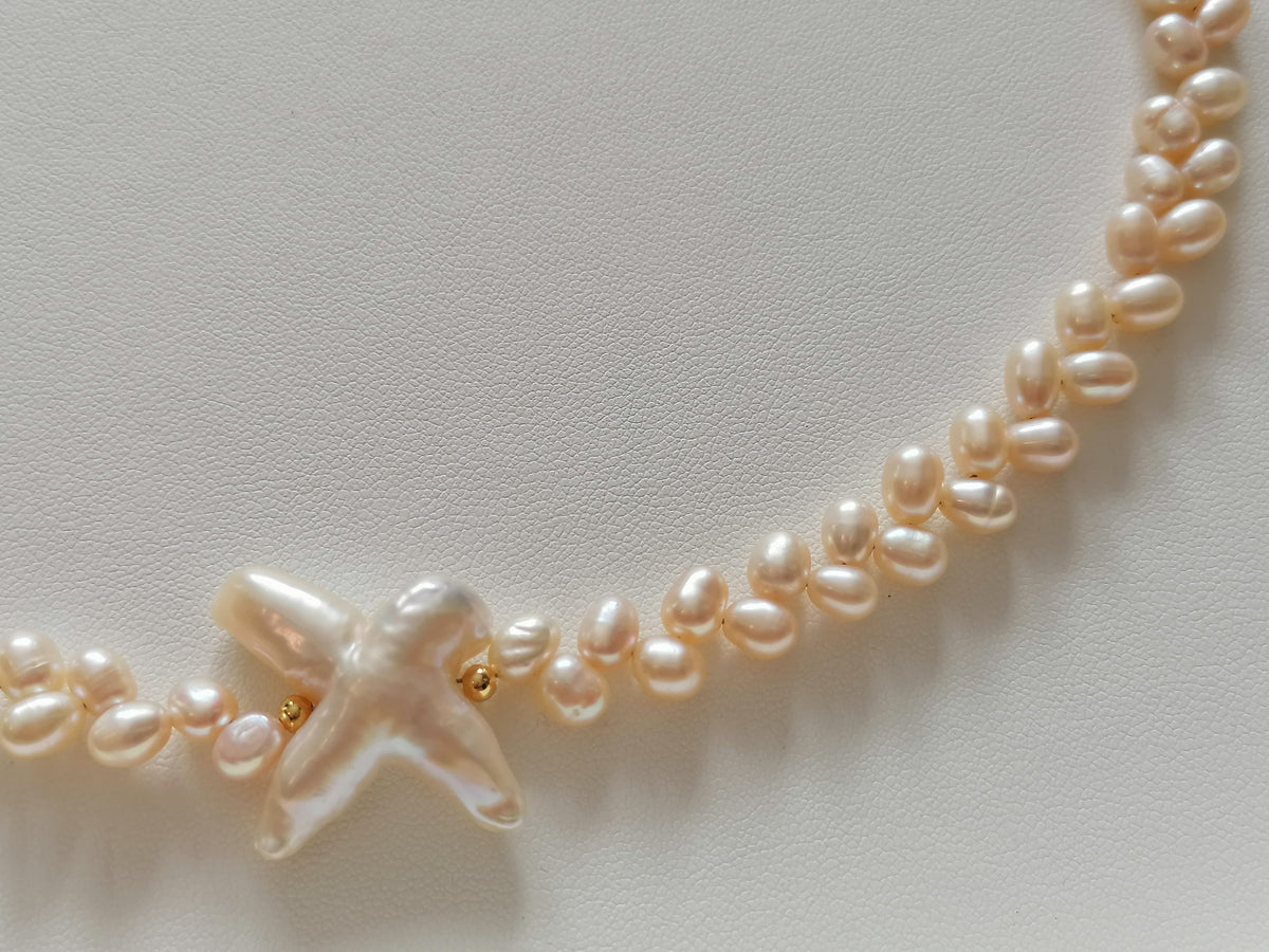 Freshwater Baroque Pearl Necklace with Cross Pearl