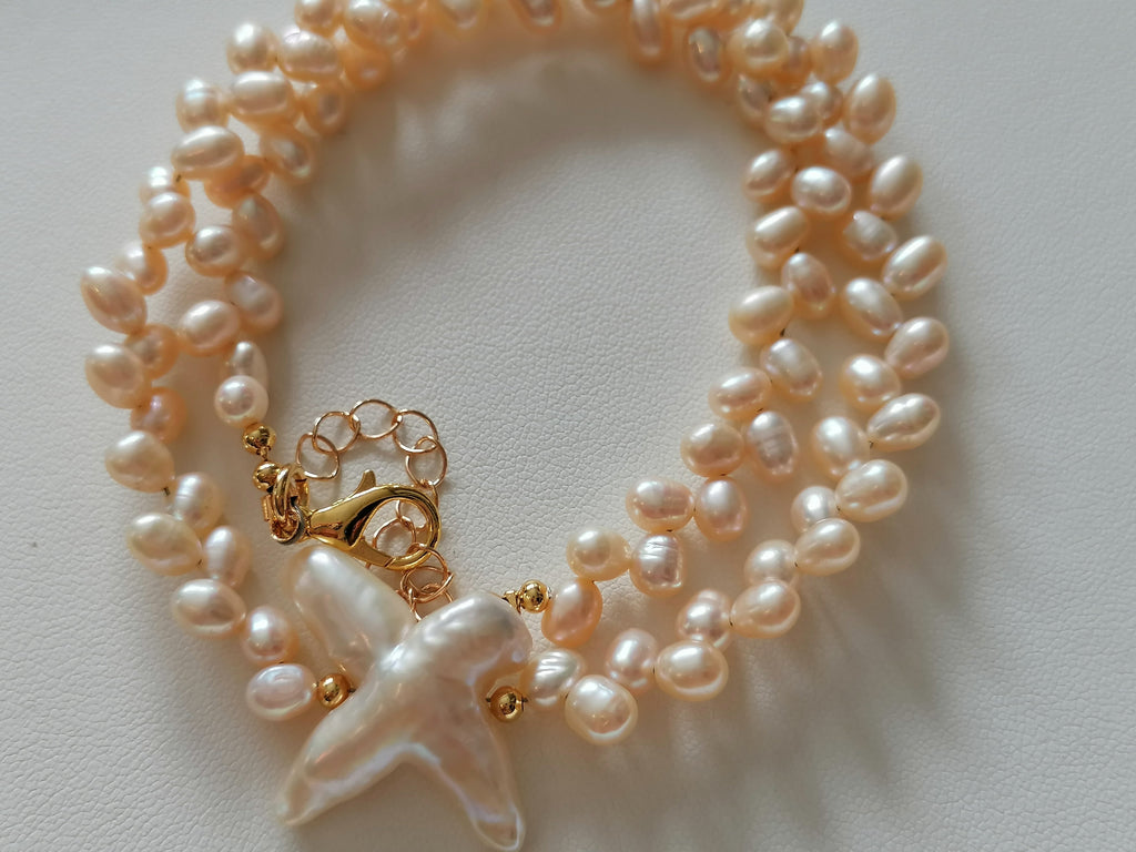 Freshwater Baroque Pearl Necklace with Cross Pearl