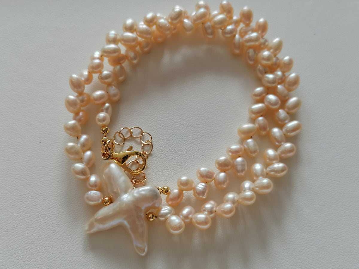 Freshwater Baroque Pearl Necklace with Cross Pearl