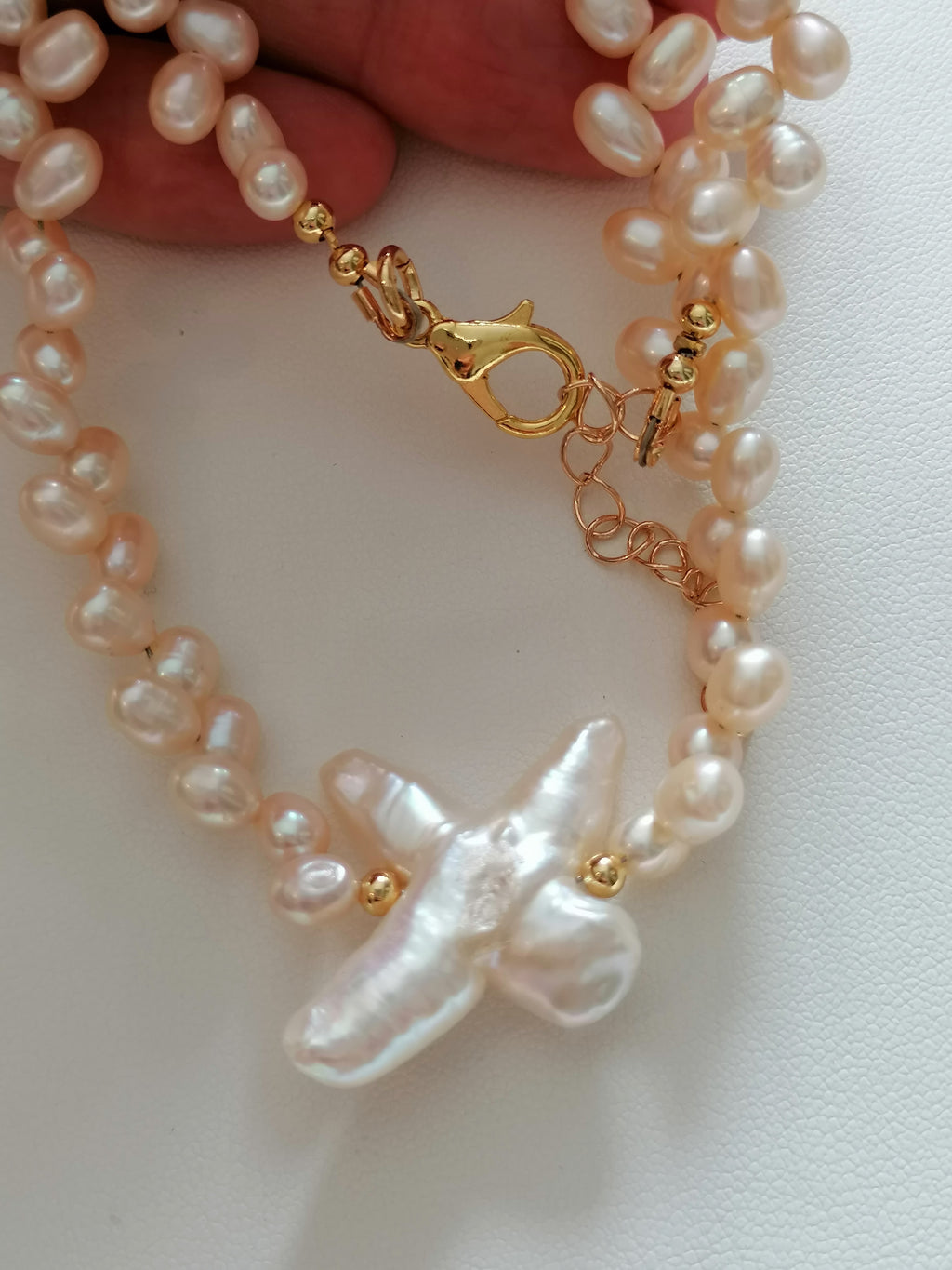 Freshwater Baroque Pearl Necklace with Cross Pearl