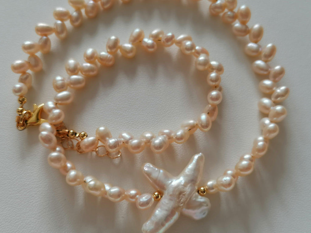 Freshwater Baroque Pearl Necklace with Cross Pearl