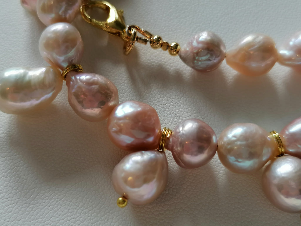 Pastel Cultured Freshwater Baroque Pearl Drop Necklace