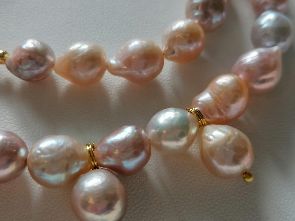 Pastel Cultured Freshwater Baroque Pearl Drop Necklace