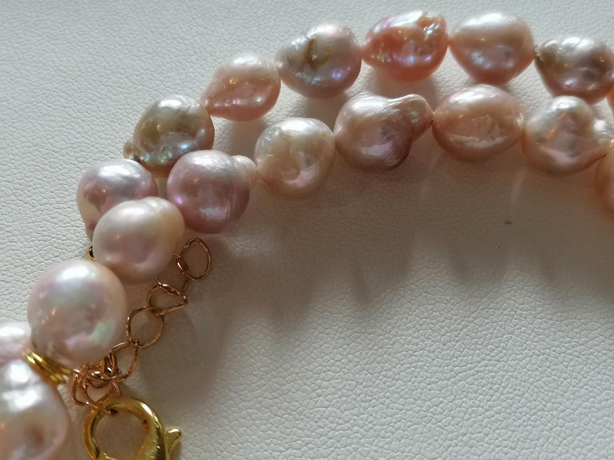 Pastel Cultured Freshwater Baroque Pearl Drop Necklace